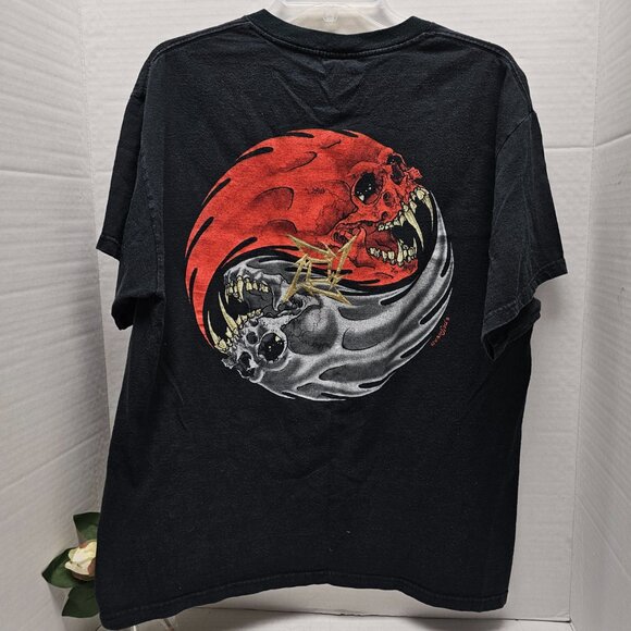 Giant Vintage 90s Metallica T Shirt Pushead Rebel Skull Black